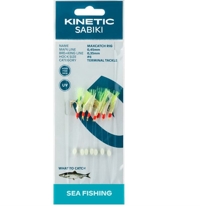 Kinetic Sabiki MaxCatch - Holo Fishskin/Yellow Flash