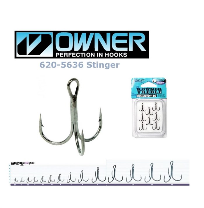 OWNER ST-36 Stinger diskantkrok 5 st - Storlek 2/0