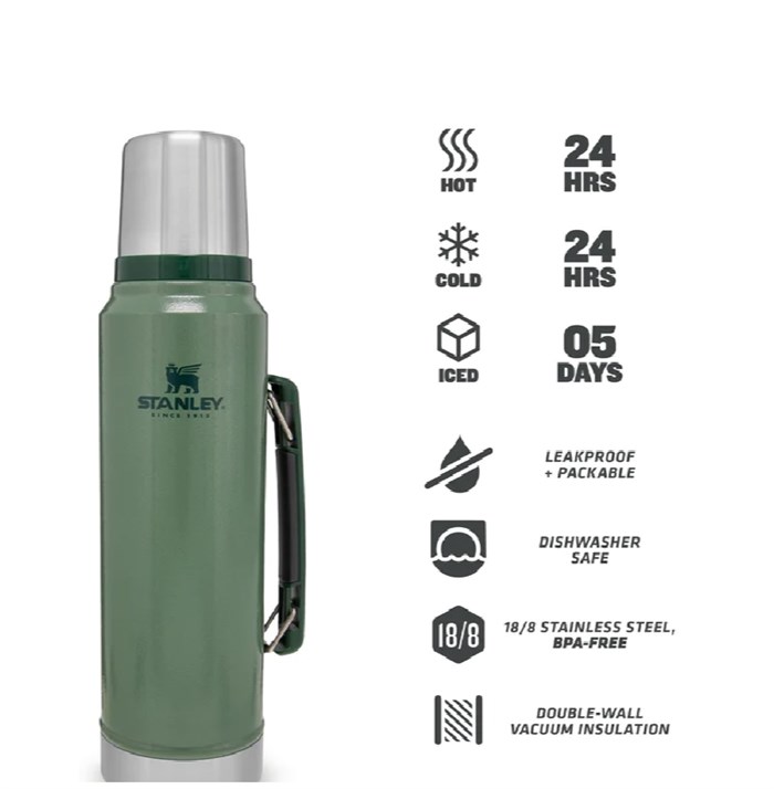 Stanley Legendary Classic Bottle 1.0 liter - Hammertone Green